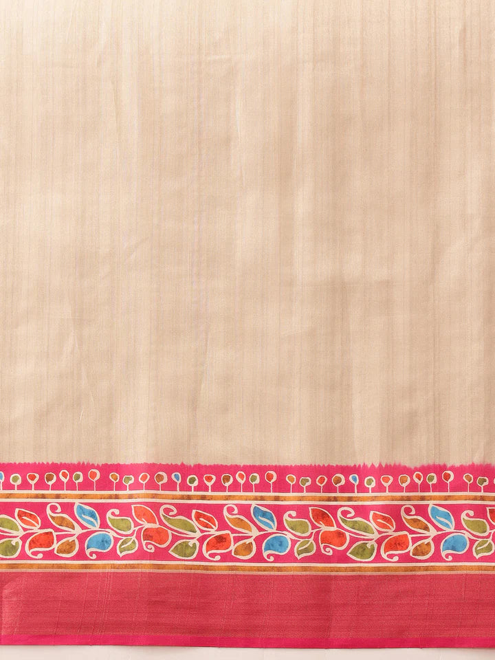Spectacular Beige Patola Printed Silk Wedding Wear Saree