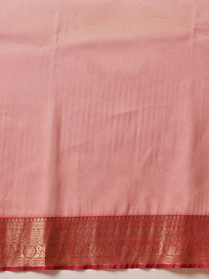 Gorgeous Pink Zari Weaving Tissue Silk Reception Saree