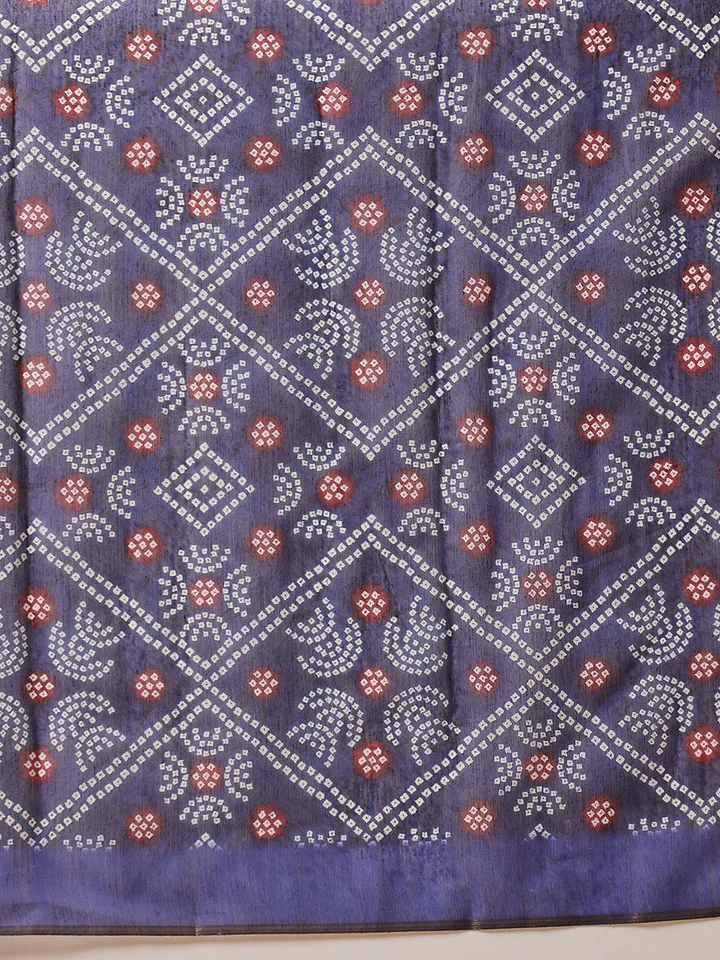 Bewitching Blue Bandhani Printed Cotton Navratri Wear Saree
