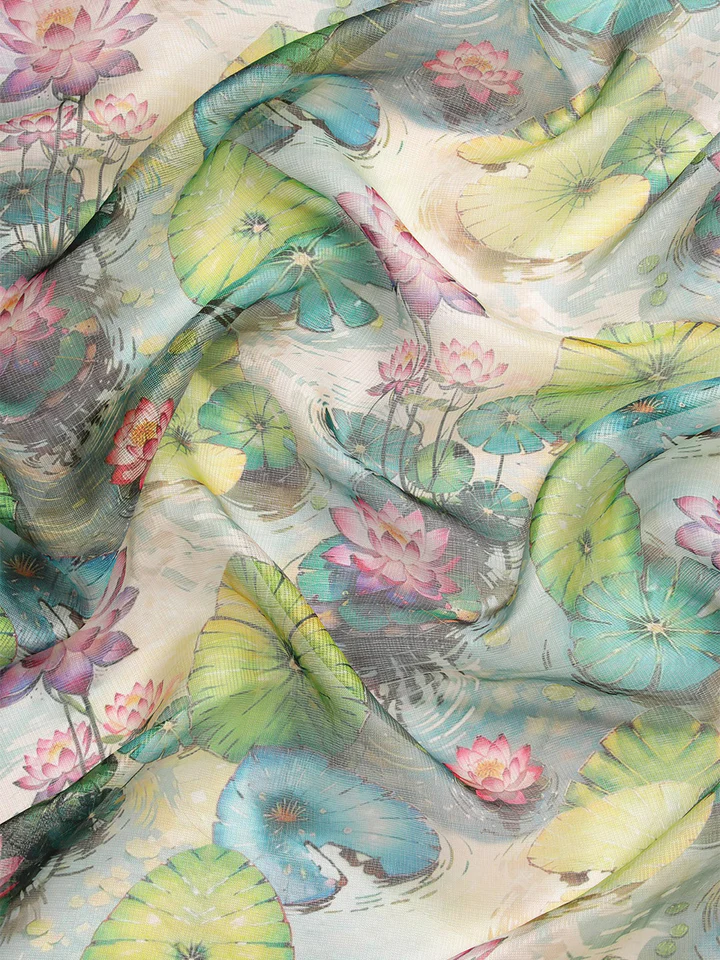 Adorable Green Floral Printed Silk Mehndi Wear Saree