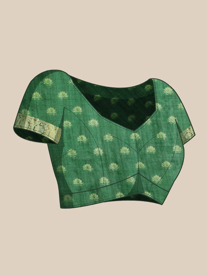 Adorable Green Floral Printed Silk Mehndi Wear Saree