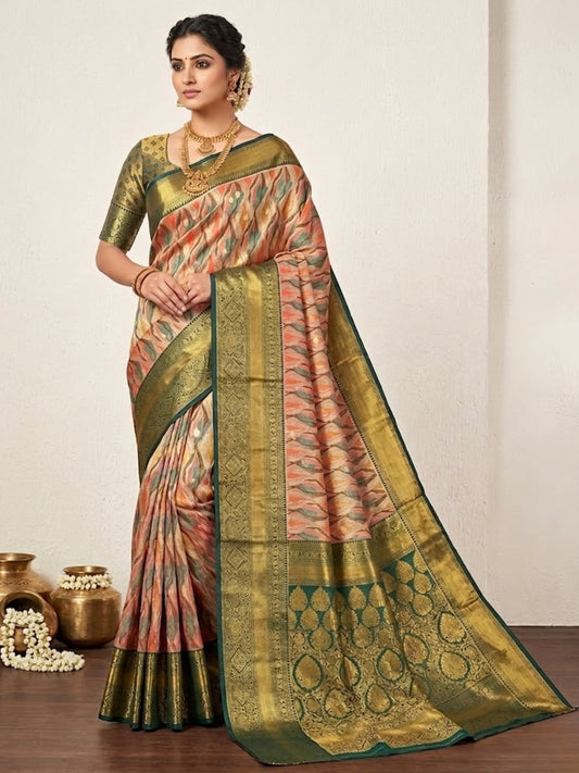 Impressive Pink & Green Heavy Zari Work Pattu Silk Saree