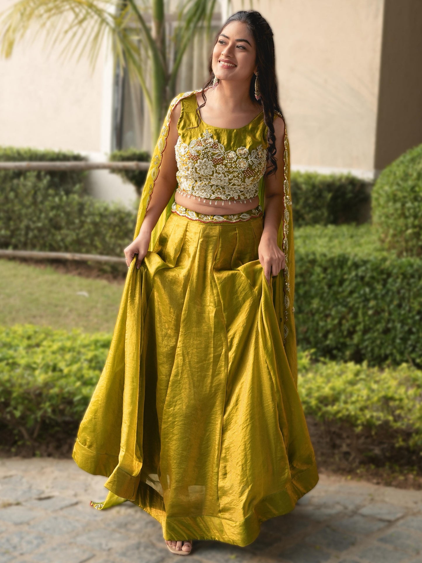 Marvelous Lamon Yellow Embroidered Silk Haldi Wear Lehenga Choli