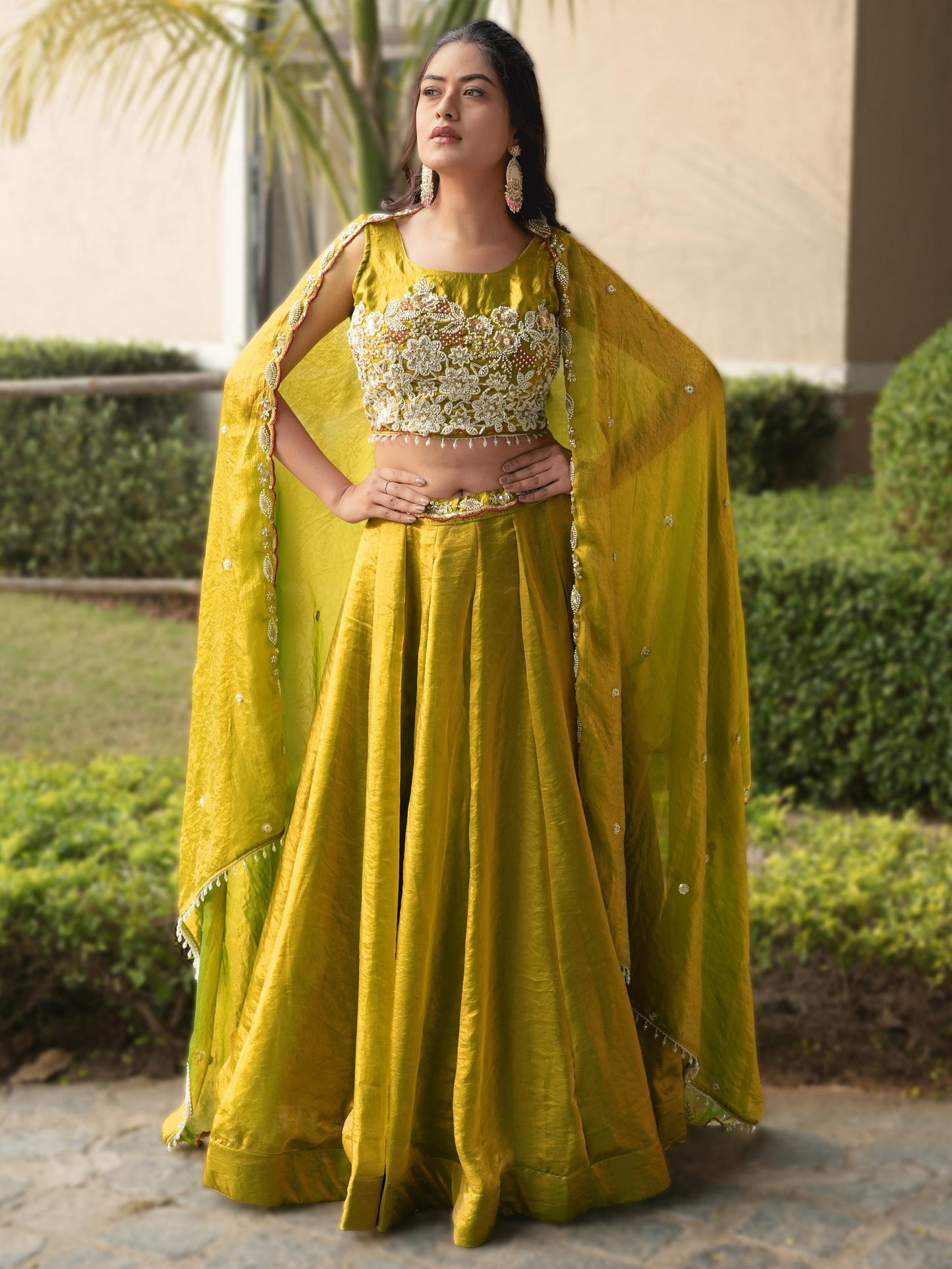 Marvelous Lamon Yellow Embroidered Silk Haldi Wear Lehenga Choli
