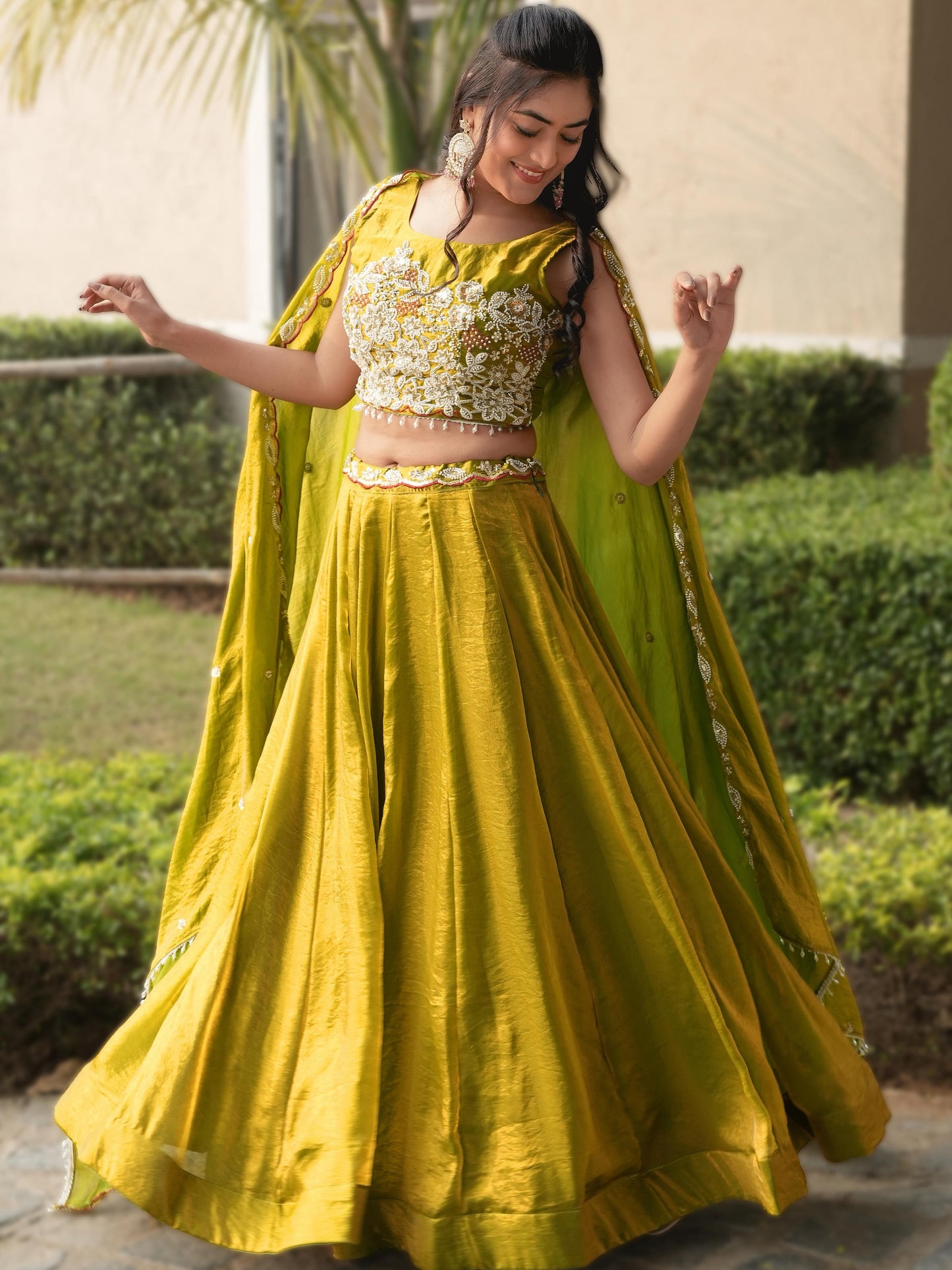 Marvelous Lamon Yellow Embroidered Silk Haldi Wear Lehenga Choli