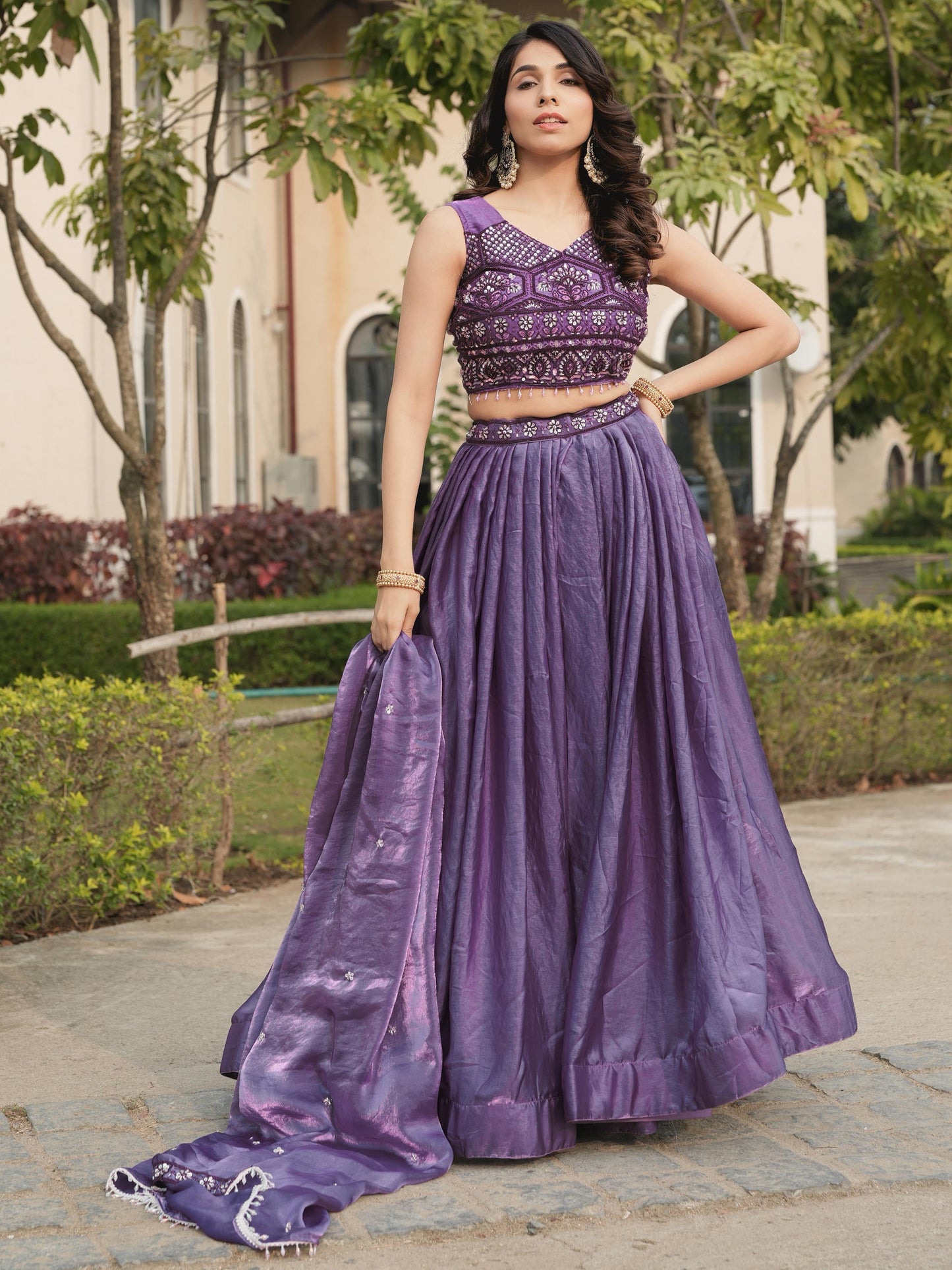 Stylish Blue Embroidered Silk Engagement Lehenga Choli