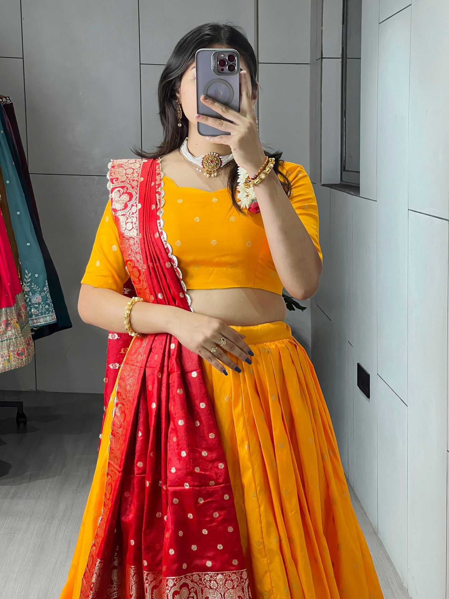 Marvelous Yellow Zari Weaving Silk Paithani Lehenga Choli