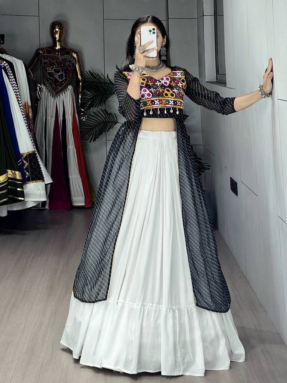Fantastic Black & White Cotton Lehenga With Designer Choli