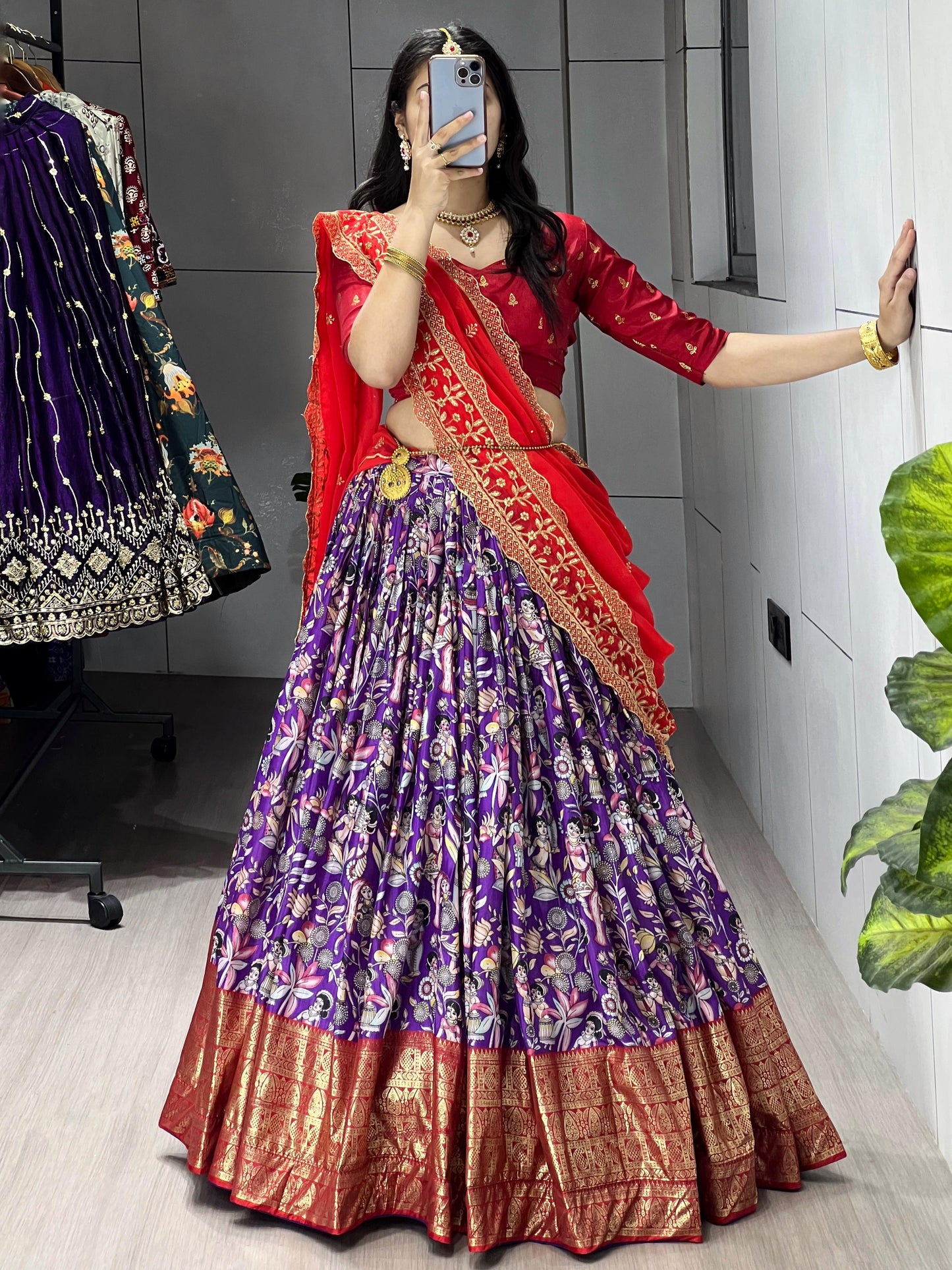Marvelous Purple Digital Printed Dola Silk Festive Lehenga Choli