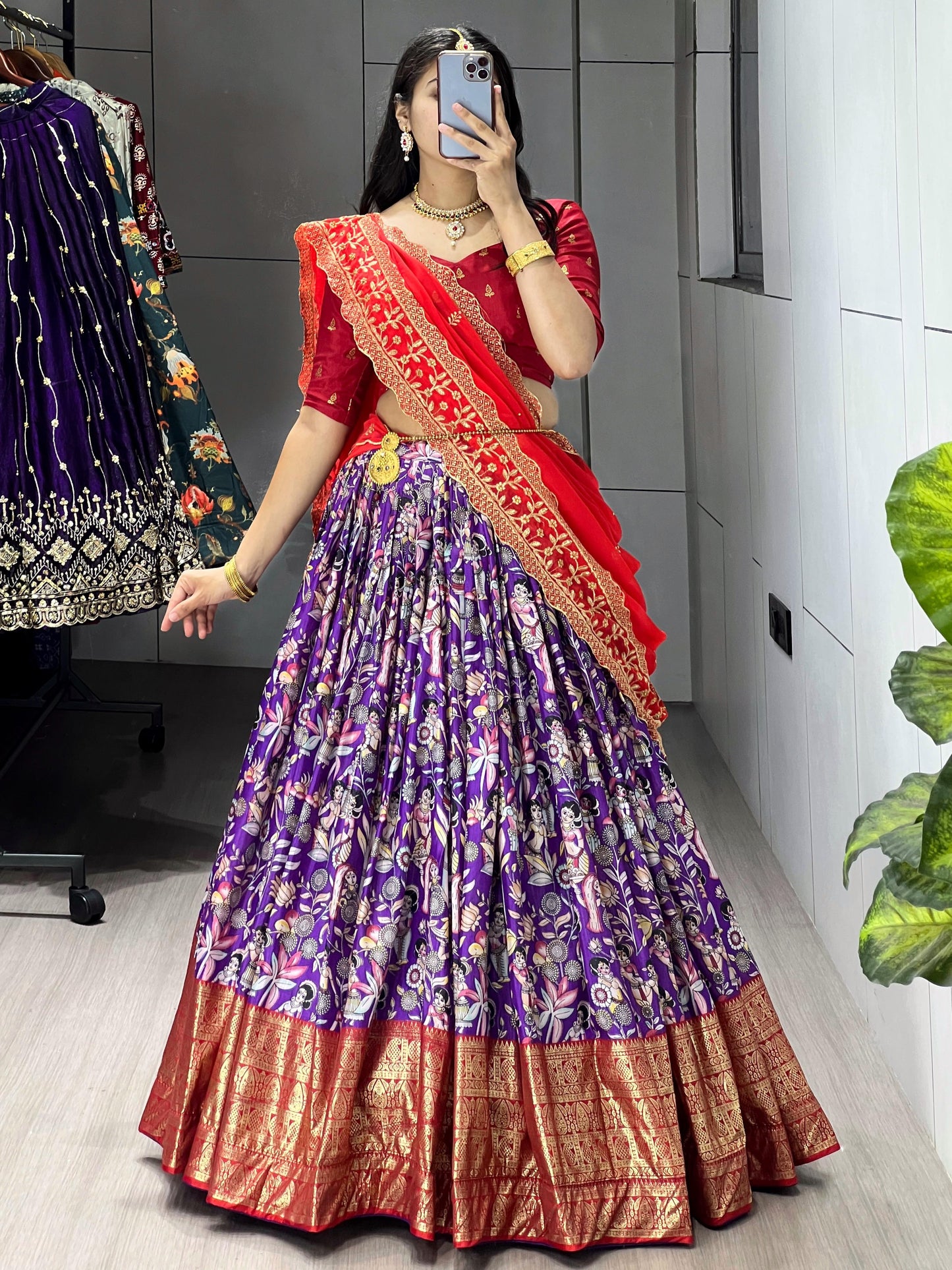 Marvelous Purple Digital Printed Dola Silk Festive Lehenga Choli