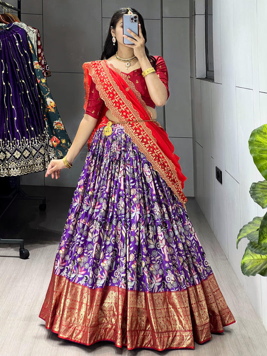 Marvelous Purple Digital Printed Dola Silk Festive Lehenga Choli