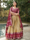 Fantastic Beige Zari Weaving Kanchipuram Silk Lehenga Choli