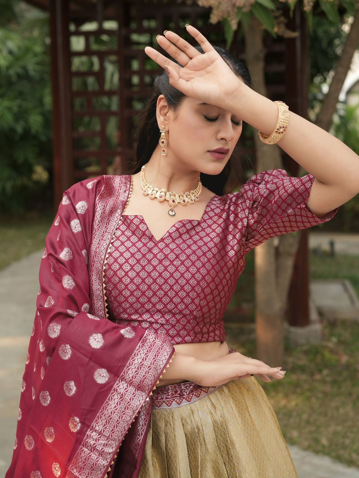 Fantastic Beige Zari Weaving Kanchipuram Silk Lehenga Choli