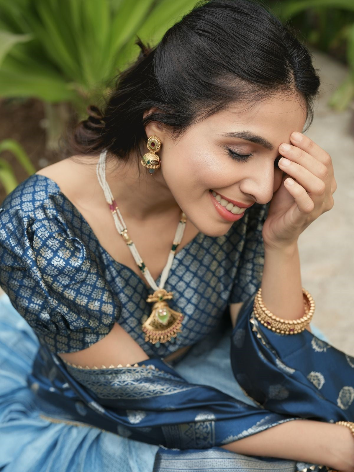 Adorable Sky Blue Zari Weaving Kanchipuram Silk Lehenga Choli