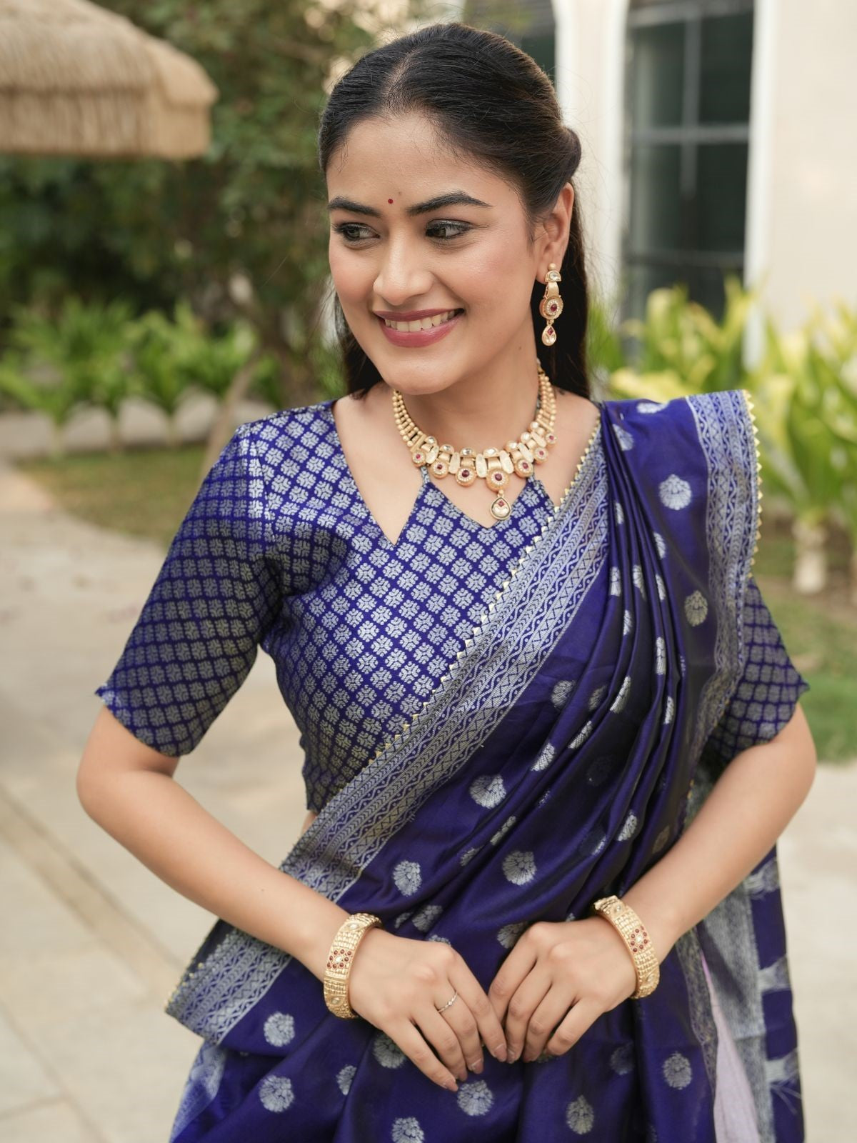 Pretty Lavender Zari Weaving Kanchipuram Silk Lehenga Choli
