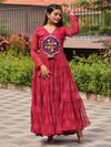 Fantastic Red Bandhani Printed Georgette Navratri Gown