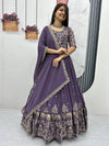 Charming Purple Embroidered Georgette Wedding Wear Gown