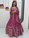 Marvelous Pink Embroidered Georgette Reception Wear Gown