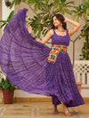 Astonishing Purple Gamthi Work Georgette Festival Gown