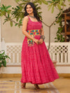 Impressive Pink Bandhani Printed Georgette Navratri Gown
