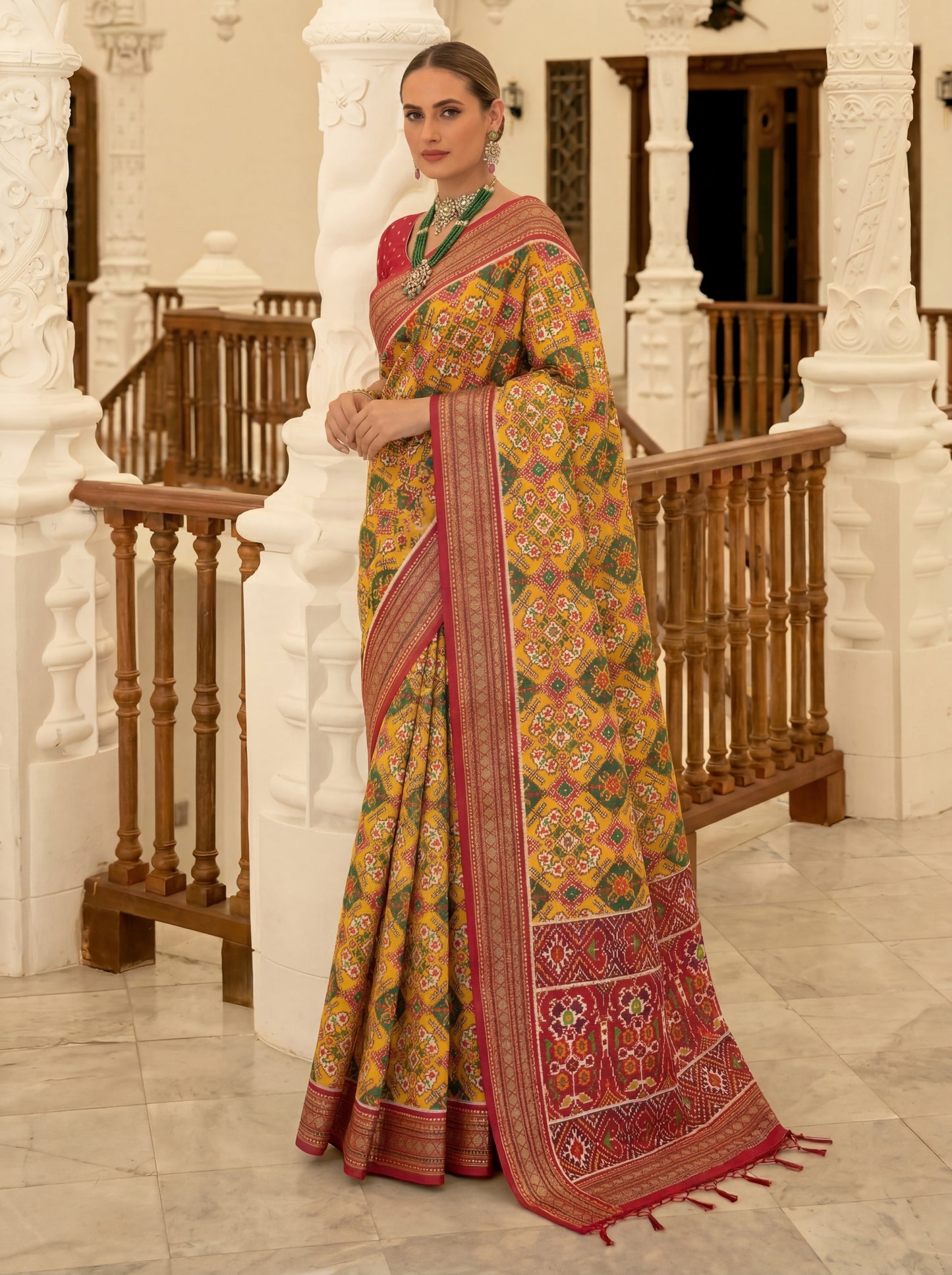 Alluring Yellow Patola Printed Silk Haldi Wear Saree