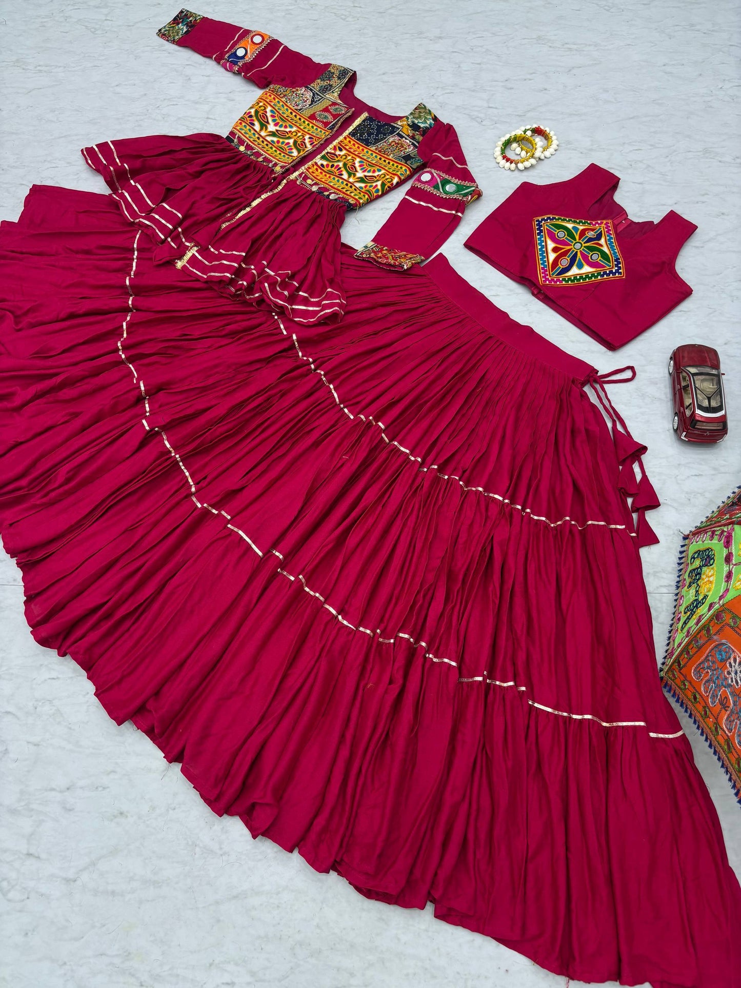 Elegant Pink Cotton Festival Lehenga Choli With Jacket